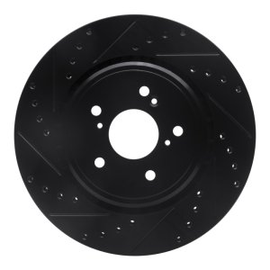 Acura TLX Brake Rotor (1) - Front Left - R1 Concepts - Drilled & Slotted - Black - `14-`20